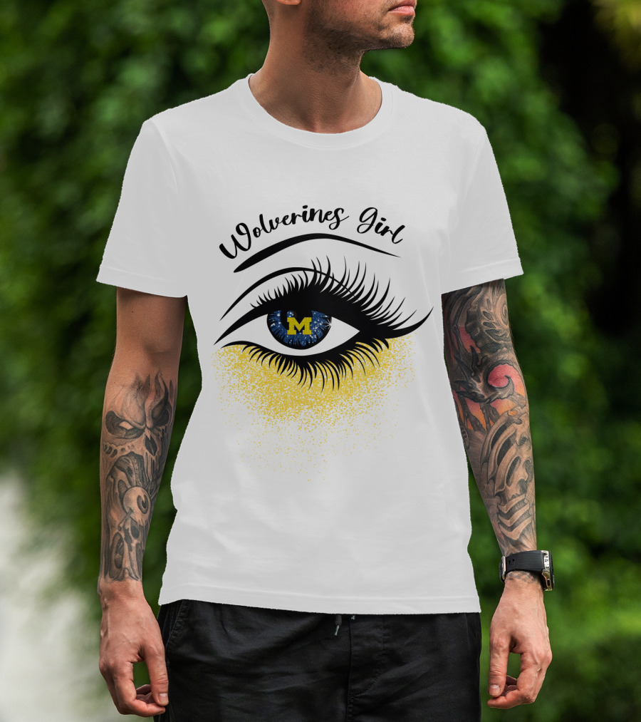 Wolverines Girl Michigan Eye With M Logo And Eyelashes T-Shirt