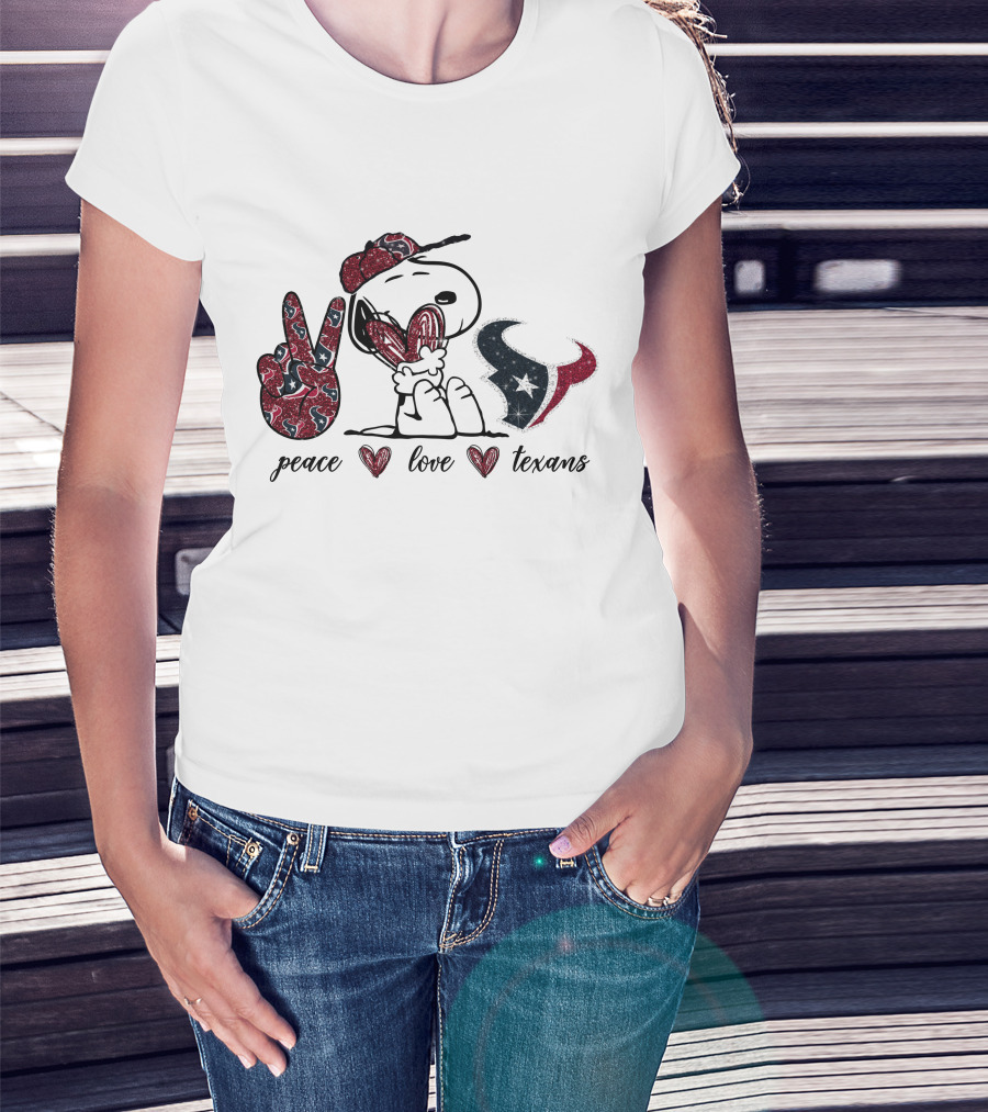 Peace Love Texans Snoopy Football Fan Icons T-Shirt