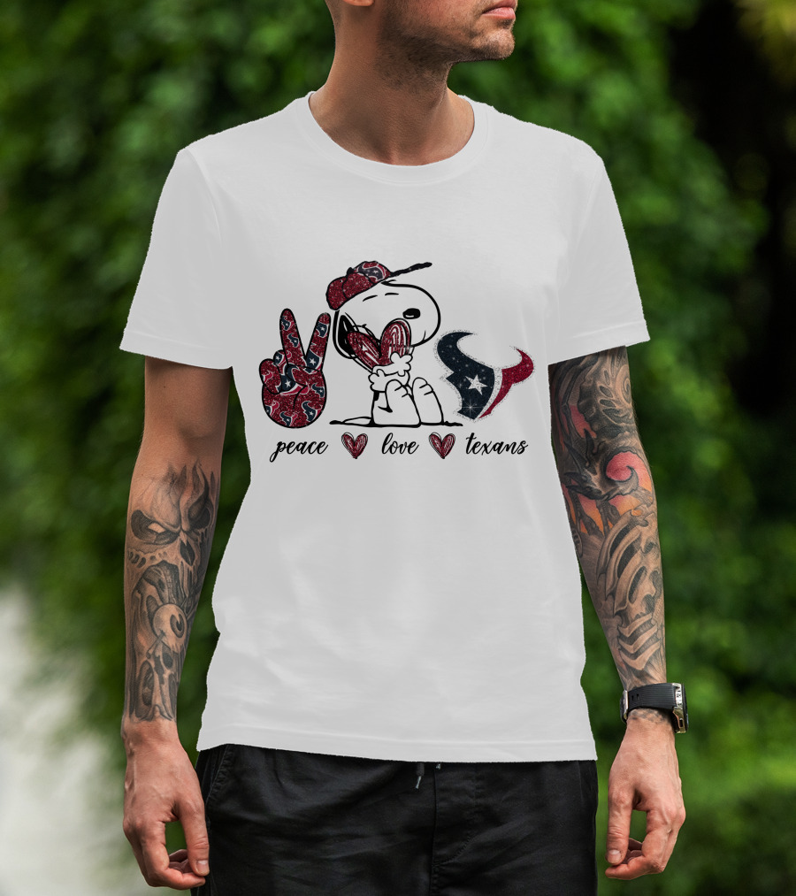 Peace Love Texans Snoopy Football Fan Icons T-Shirt