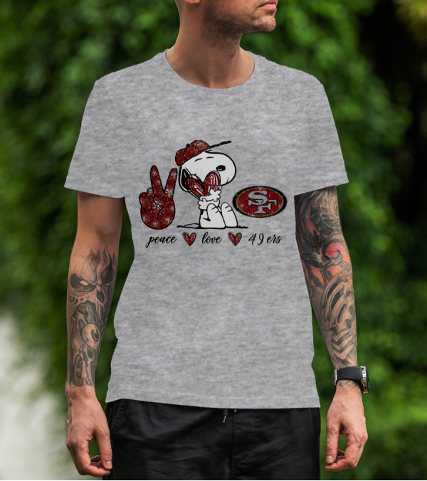 Peace Love San Francisco 49ers Snoopy SF T-Shirt