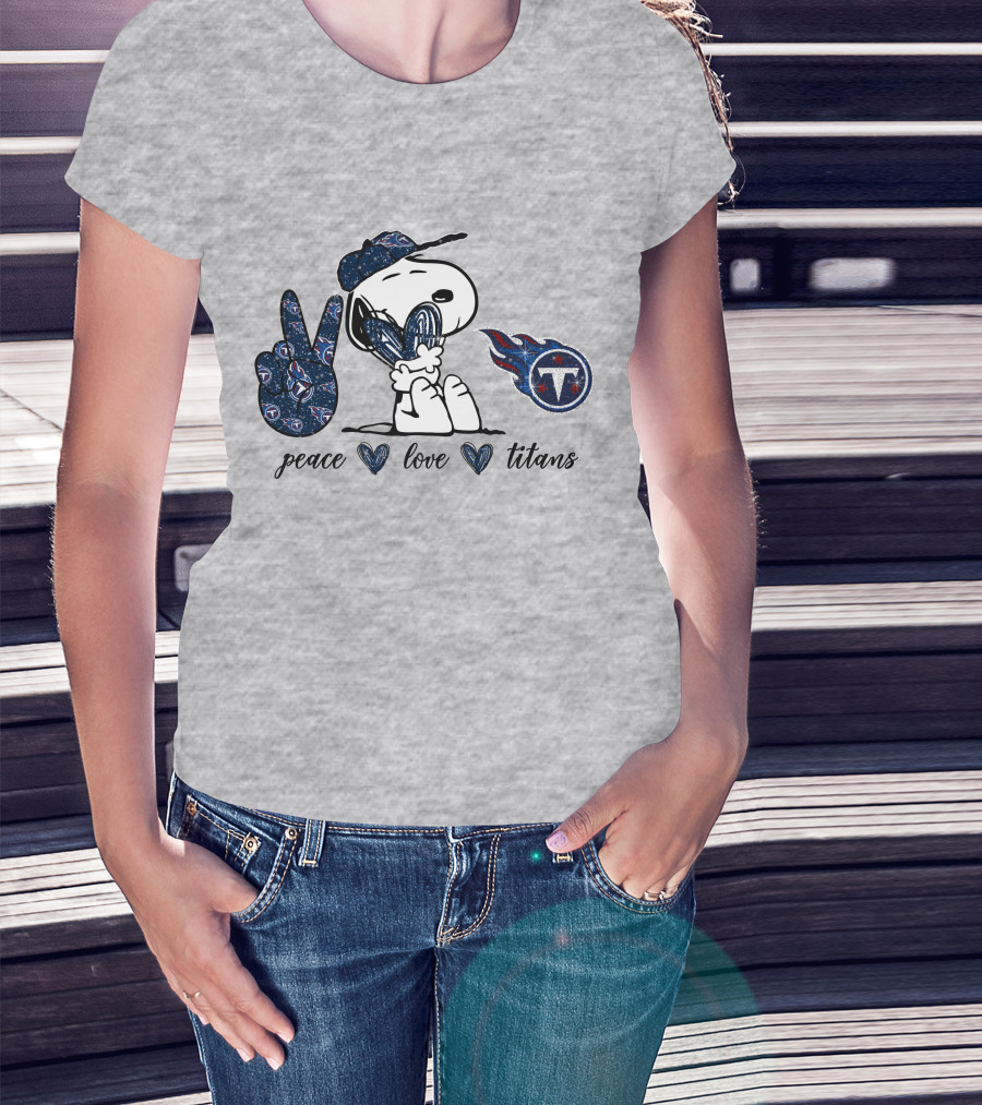 Peace Love Tennessee Titans Snoopy Football T-Shirt