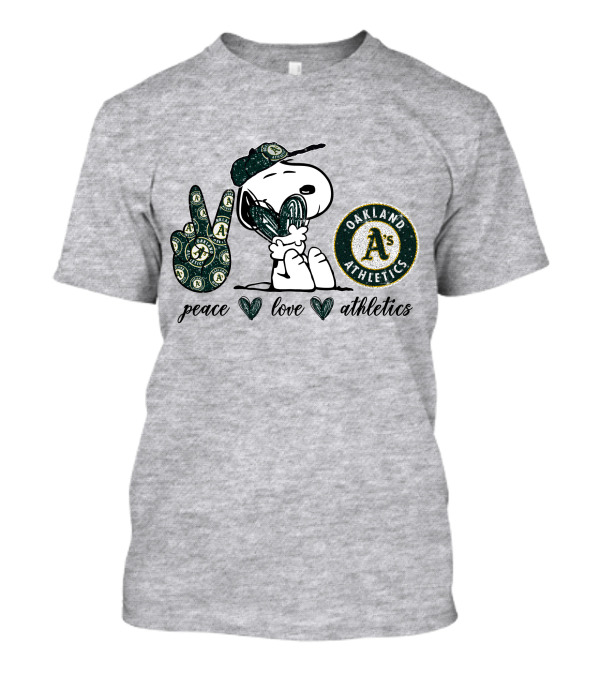 Peace Love Oakland Athletics Snoopy T-Shirt