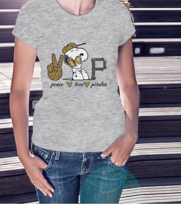 Peace Love Pittsburgh Pirates Snoopy Baseball Fan T-Shirt
