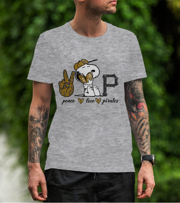 Peace Love Pittsburgh Pirates Snoopy Baseball Fan T-Shirt