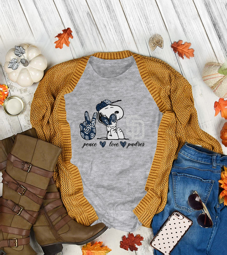 Peace Love San Diego Padres Snoopy SD T-Shirt