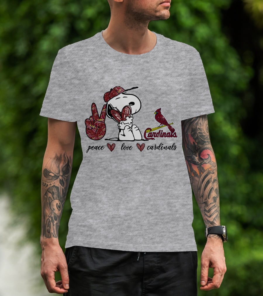 Peace Love Cardinals Snoopy St Louis Baseball T-Shirt