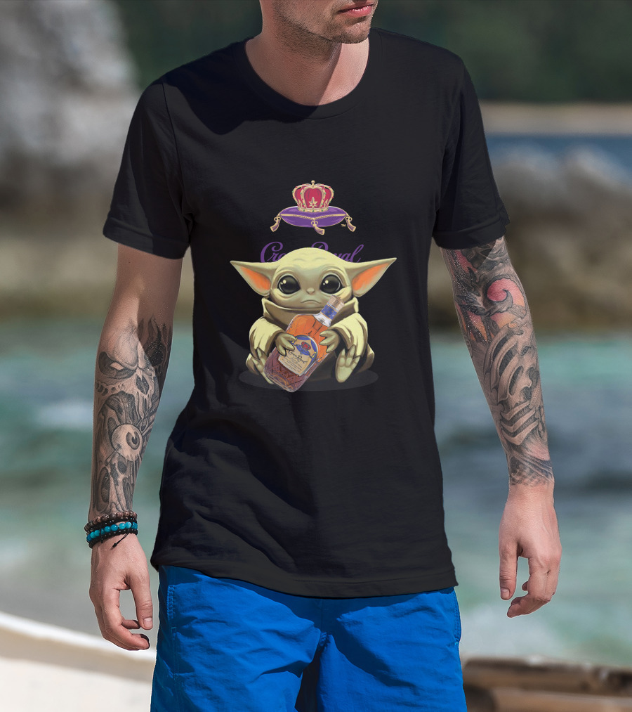 Yoda Holding Crown Royal Bottle T-Shirt