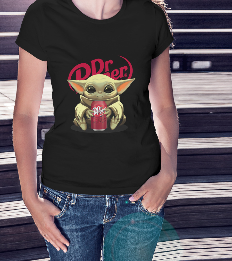 Dr Pepper Grogu Cuddling Iconic Soda T-Shirt