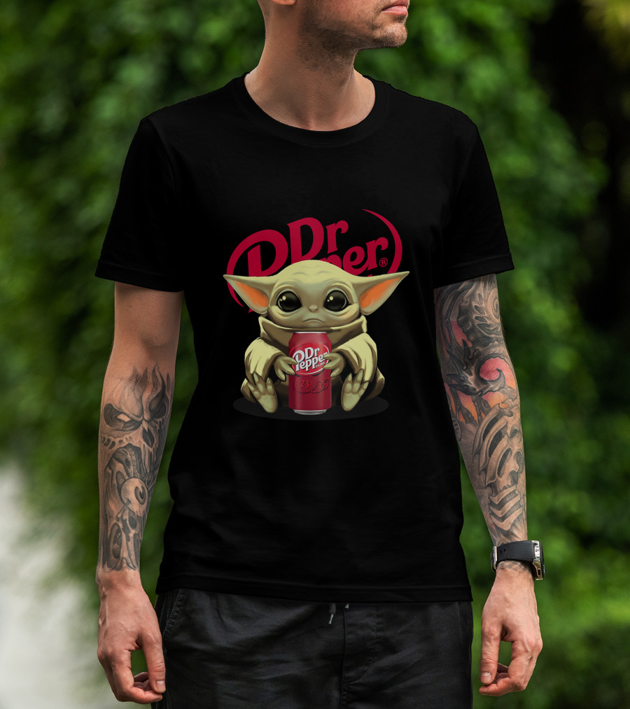 Dr Pepper Grogu Cuddling Iconic Soda T-Shirt