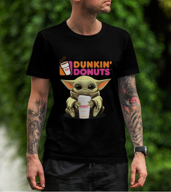 Dunkin Donuts Yoda Holding Coffee Cup T-Shirt