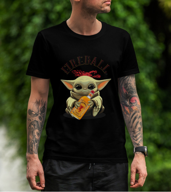 FIREBALL YODA BABY HOLDING FIREBALL WHISKY BOTTLE T-Shirt