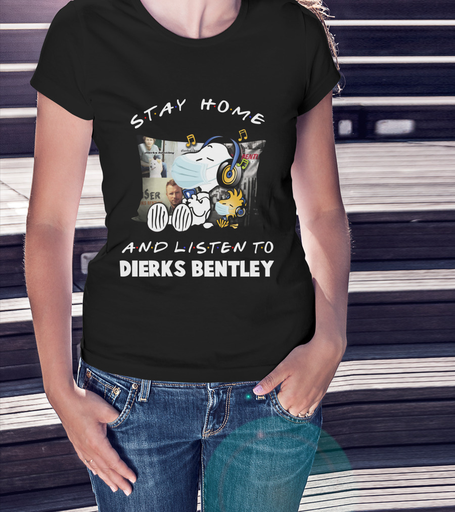 Stay Home And Listen To Dierks Bentley Snoopy Music Pillow T-Shirt