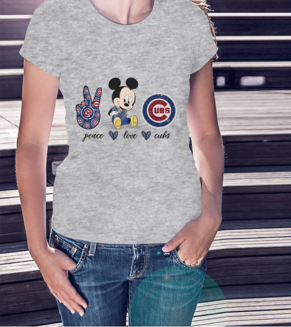 Mickey Mouse Peace Love Cubs T-Shirt