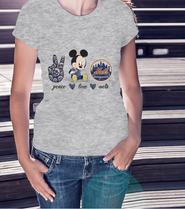 Peace Love Mickey Mouse New York Mets T-Shirt