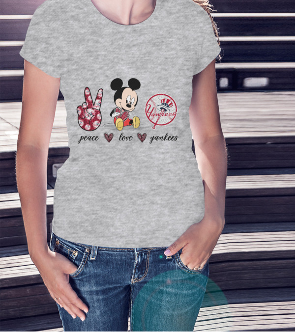 Peace Love Yankees Mickey Mouse T-Shirt