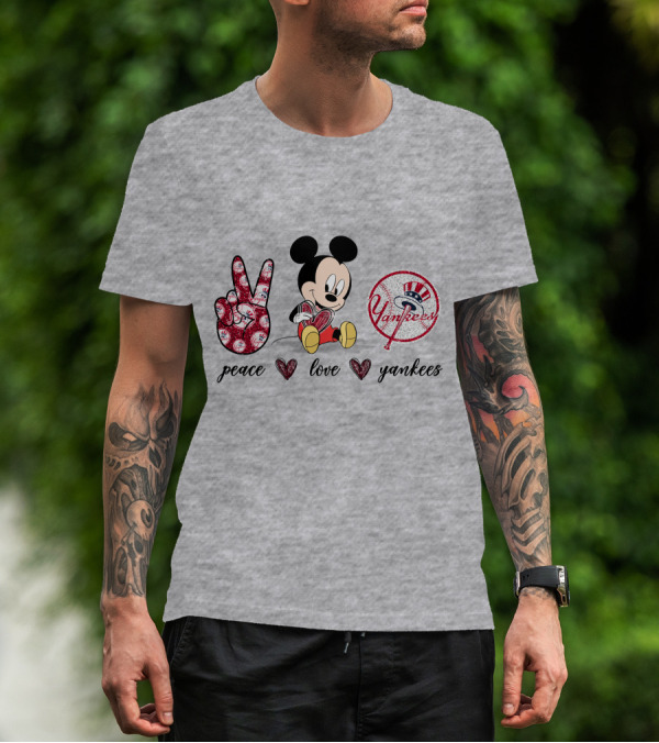 Peace Love Yankees Mickey Mouse T-Shirt