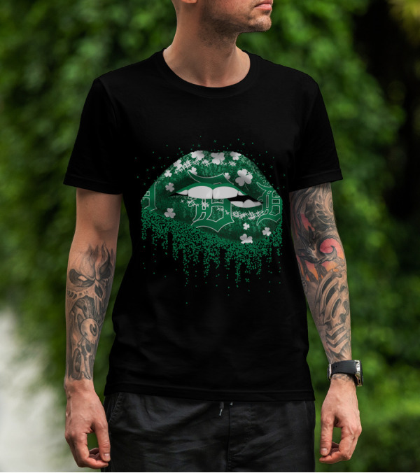 Detroit Tigers Green Lips Clover T-Shirt