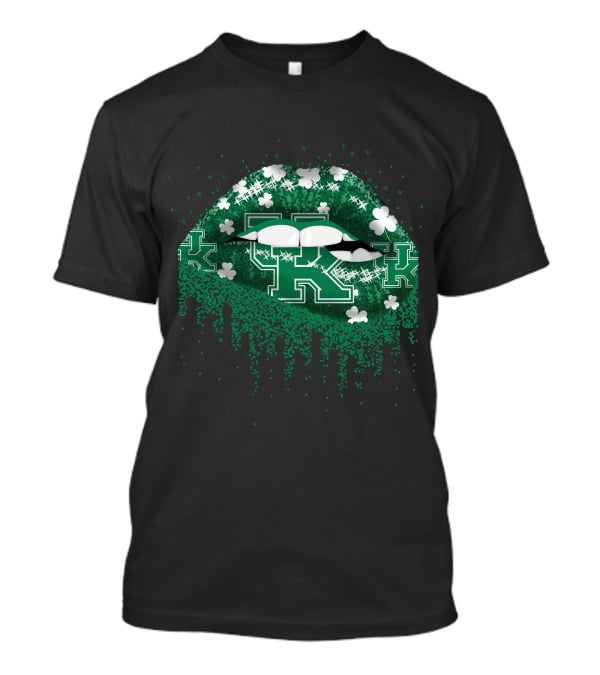 Kentucky Wildcats Lips Green Glitter Shamrock Stars T-Shirt