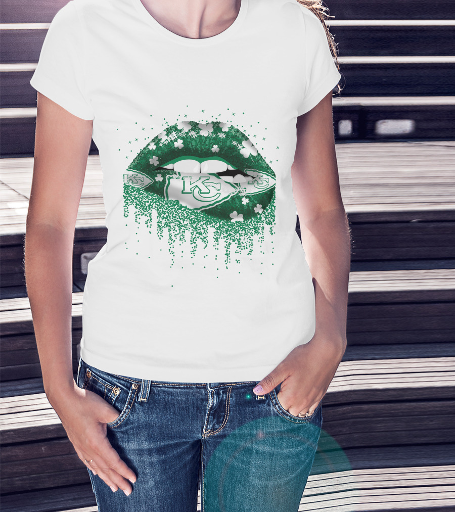 KC Chiefs Clover Lips St. Patrick's Day T-Shirt