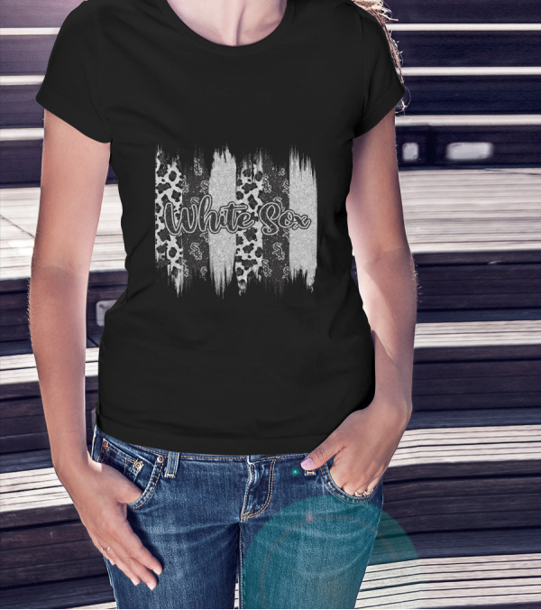 White Sox Brushstroke Leopard Paisley Stripes T-Shirt