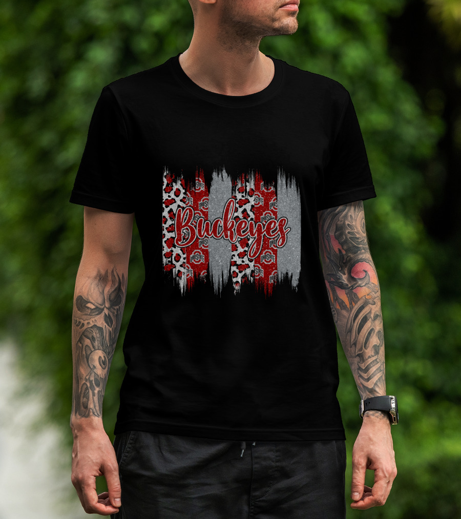Buckeyes Ohio State Brushstroke Leopard T-Shirt