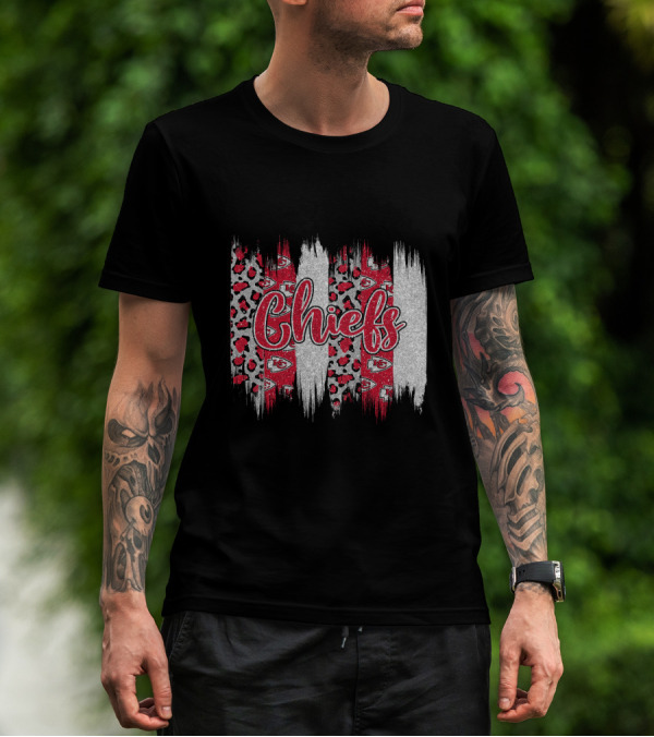 Chiefs Brushstroke Leopard Glitter T-Shirt