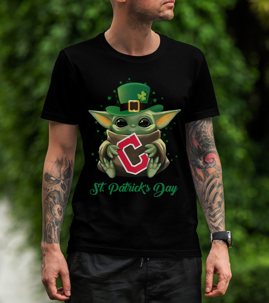 St. Patrick's Day Baby Yoda Cleveland Indians C T-Shirt