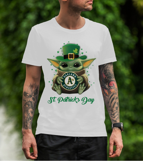 Oakland Athletics Baby Yoda St. Patrick's Day T-Shirt