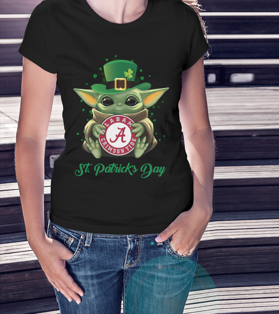 St. Patrick's Day Alabama Crimson Tide Baby Yoda T-Shirt