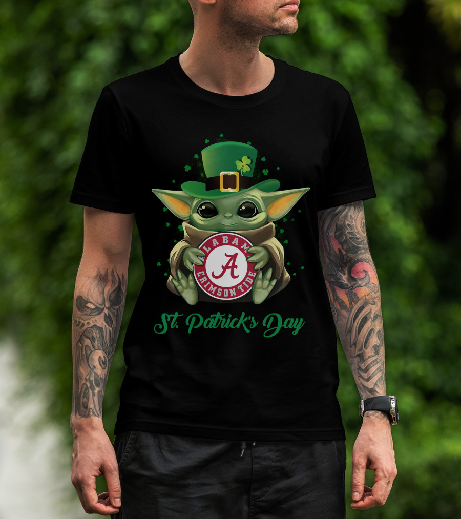 St. Patrick's Day Alabama Crimson Tide Baby Yoda T-Shirt