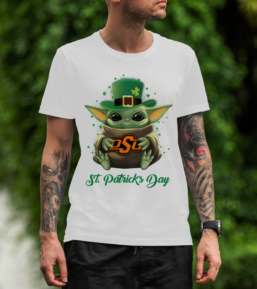 Oklahoma State Cowboys Baby Yoda St. Patrick's Day T-Shirt