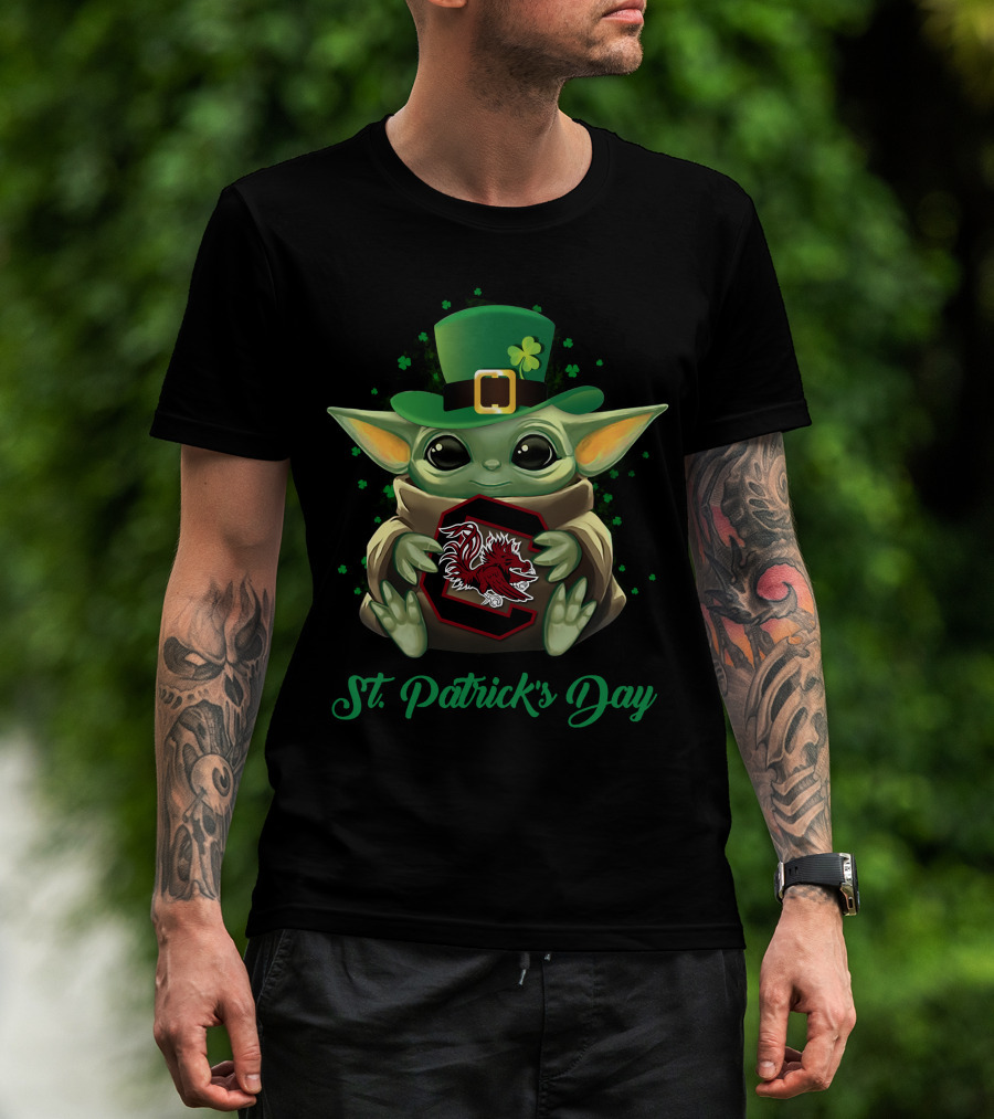 South Carolina Gamecocks Baby Yoda St. Patrick's Day T-Shirt