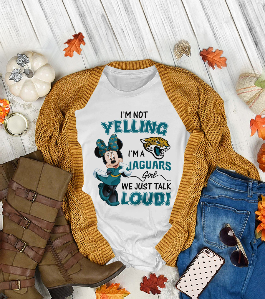 I'm Not Yelling I'm a Jaguars Girl We Just Talk Loud Minnie Mouse Jacksonville Jaguars T-Shirt