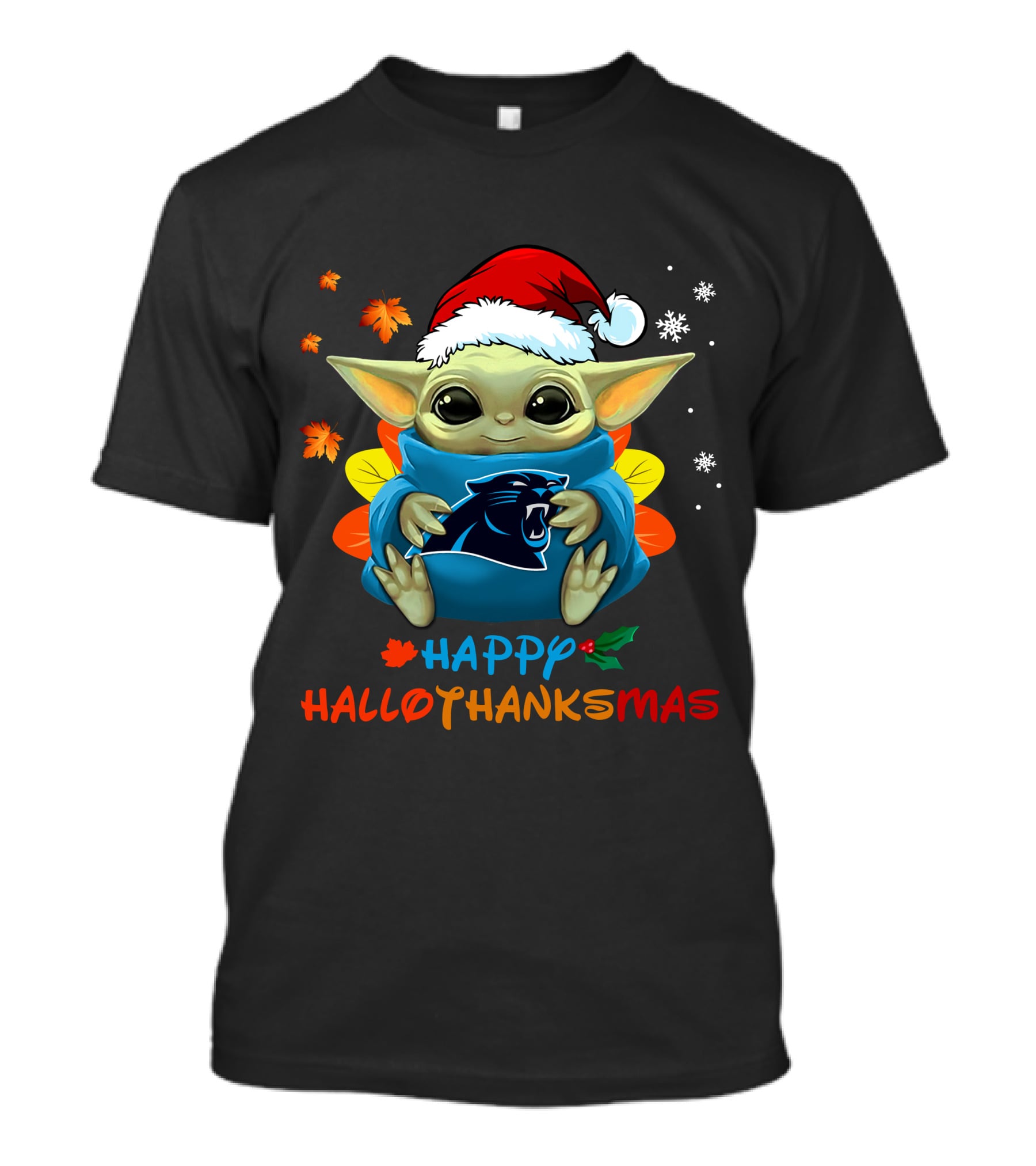 Carolina Panthers Baby Yoda Happy Hallothanksmas T-Shirt