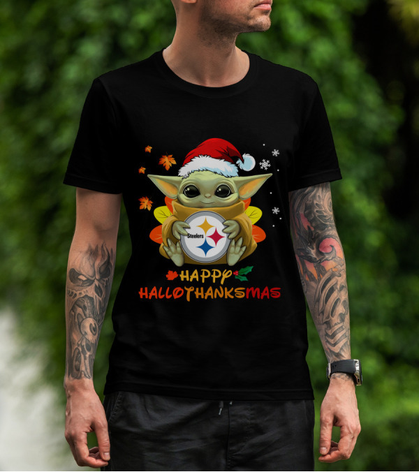 Happy Hallothanksmas Pittsburgh Steelers Baby Yoda 505 L1PTT T-Shirt