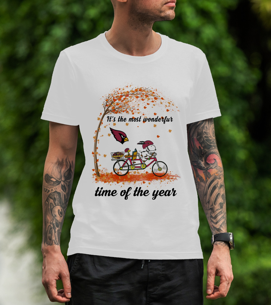 It's The Most Wonderful Time Of The Year Arizona Cardinals Autumn Snoopy Bike T-Shirt