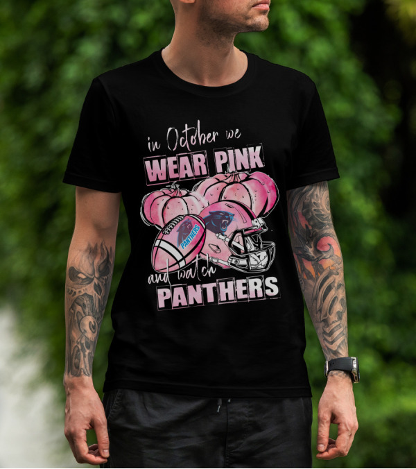 Carolina Panthers In October We Wear Pink And Watch Panthers T-Shirt