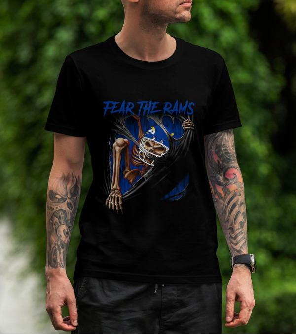 Los Angeles Rams Fear The Rams 515NFL L1MTH Skeleton Helmet Image T-Shirt