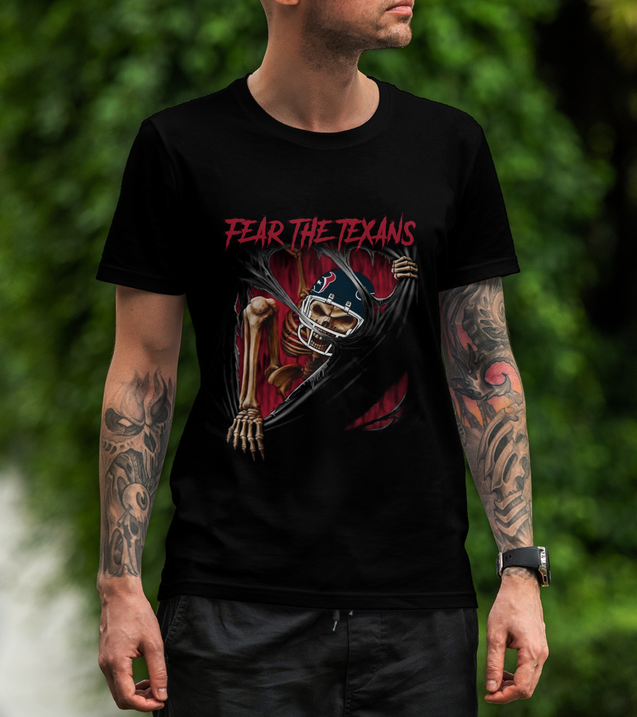 Fear The Texans Skeleton Nfl Football Theme Houston Texans 515Nfl L1Mth T-Shirt
