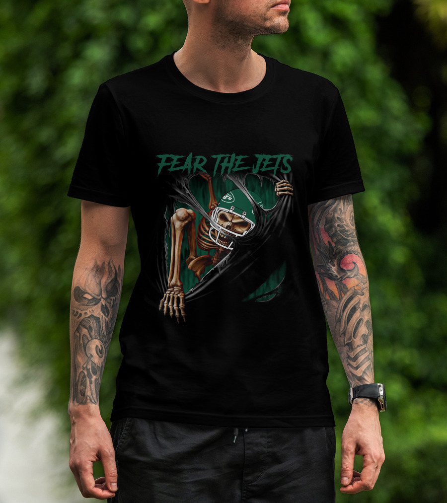 Fear The Jets Skeleton Ny 515Nfl Football L1Mth T-Shirt