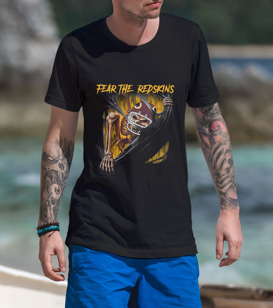 Fear The Redskins Skeleton 515Nfl Washington Redskins T-Shirt