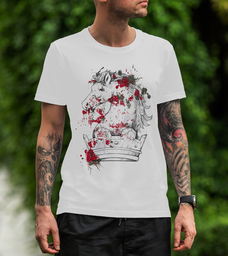 Horse Crown Art Blood Splatter T-Shirt