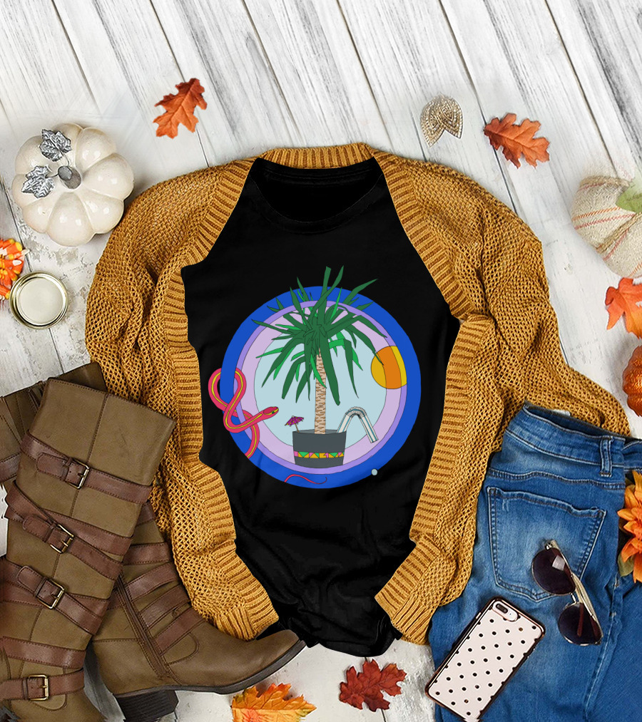 Neon Cali Snakebite Palm Tree Sun and Pool T-Shirt