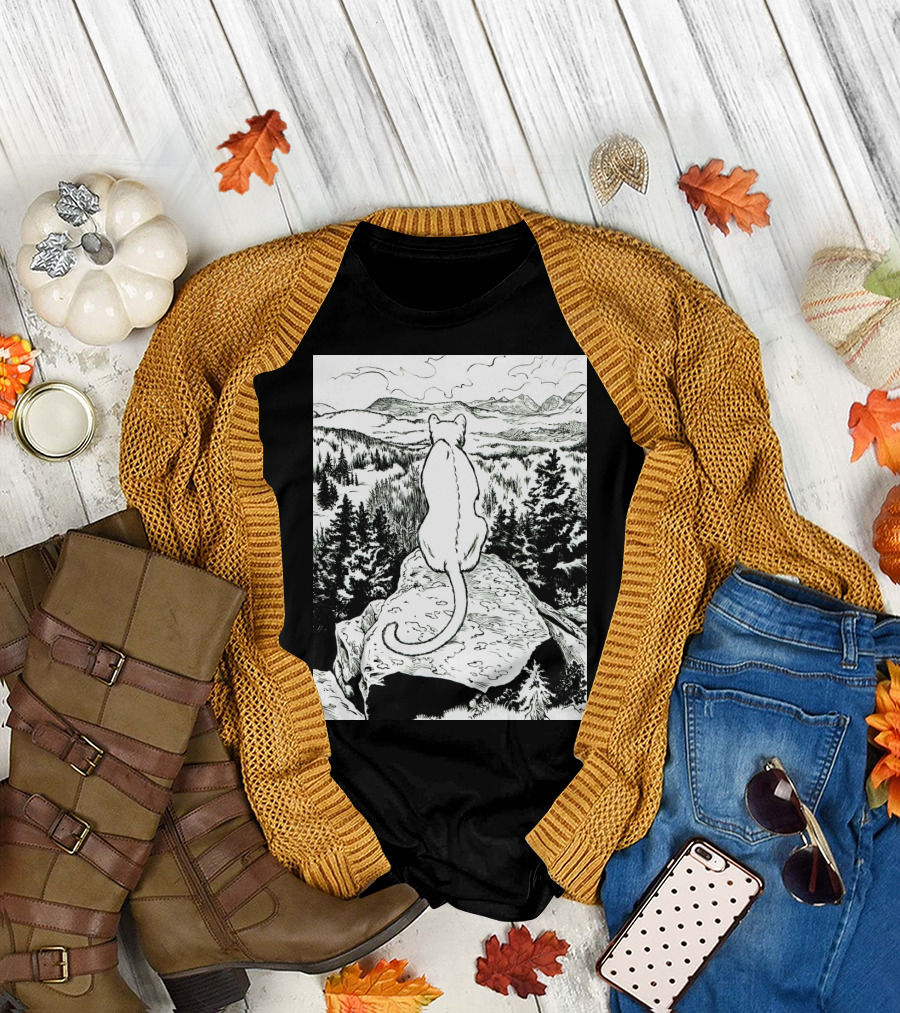 Mountain View Contemplation with The Shadow Under the Leaf T-Shirt