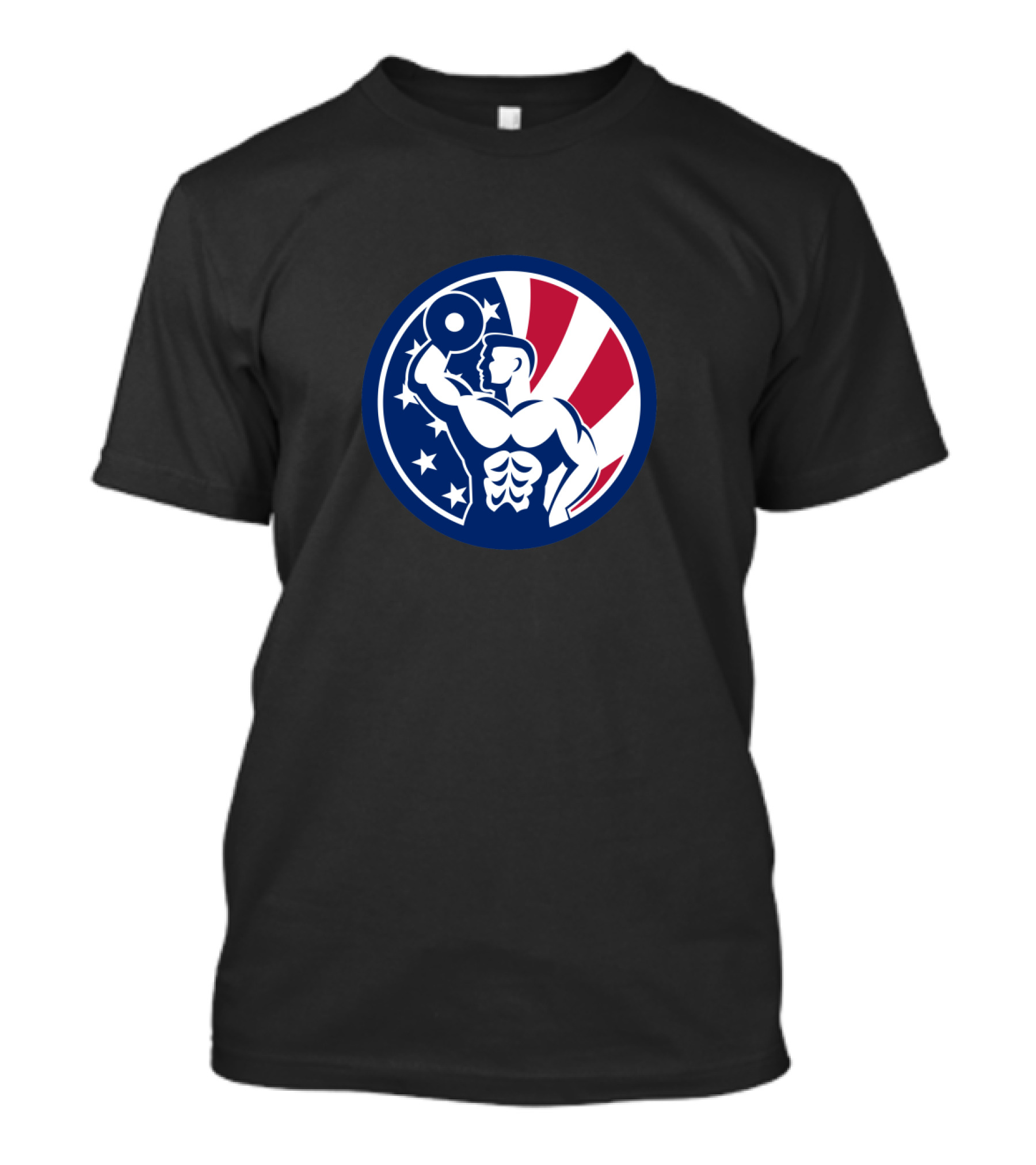 American Fitness Gym USA Flag Muscle Icon T-Shirt