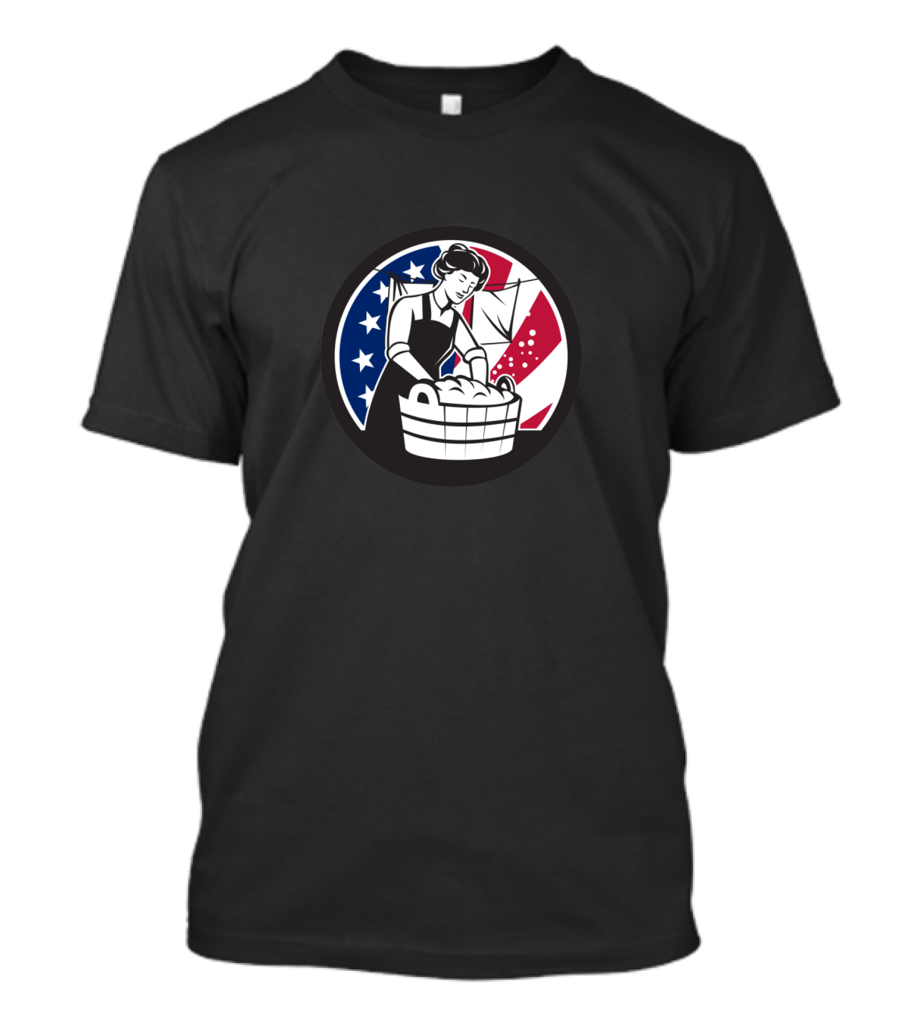 American Laundry Vintage USA Flag Symbol Woman With Wash Basin T-Shirt