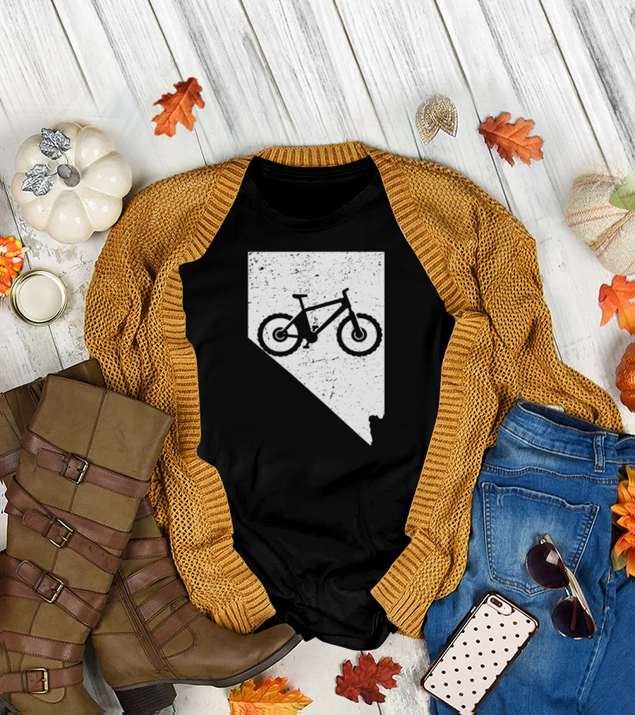 Nevada State Shape Mountain Bike T-Shirt