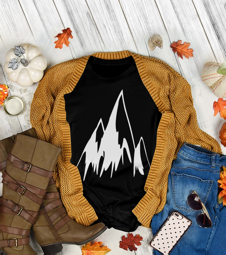 White Abstract Peaks T-Shirt