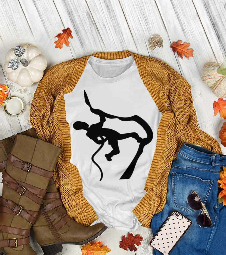 Rock Climbing Climber Silhouette on Mountain Peak Adventure T-Shirt