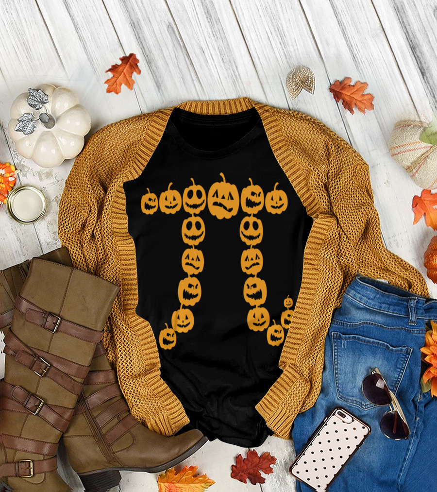 Pumpkin Pi Math Halloween Thanksgiving Pie Jack-O'-Lantern Faces T-Shirt